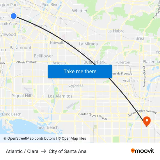 Atlantic / Clara to City of Santa Ana map