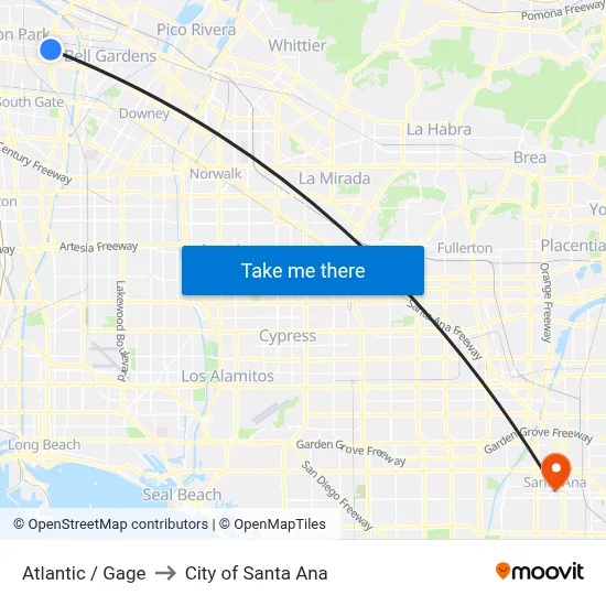 Atlantic / Gage to City of Santa Ana map