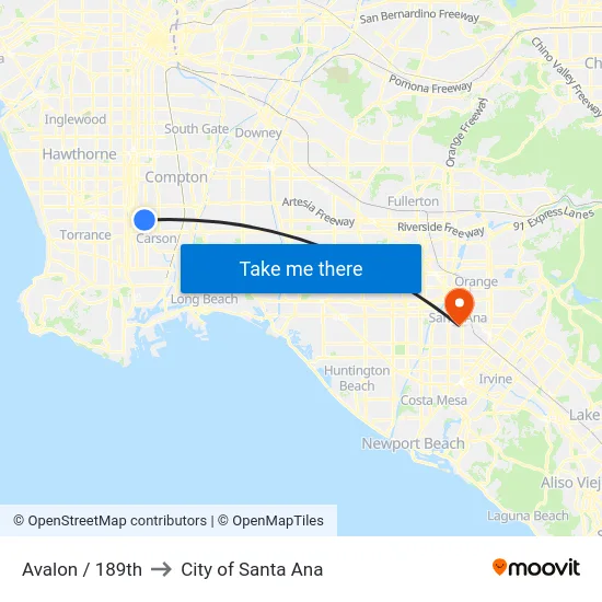 Avalon / 189th to City of Santa Ana map
