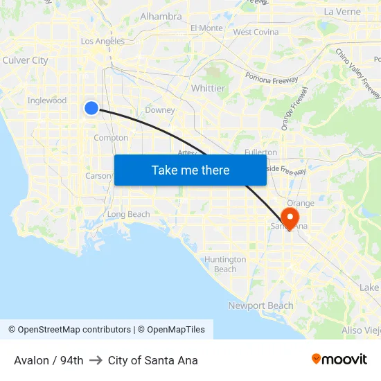 Avalon / 94th to City of Santa Ana map