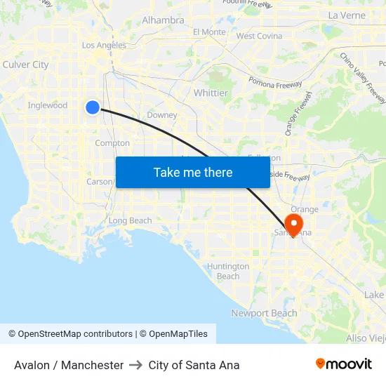 Avalon / Manchester to City of Santa Ana map