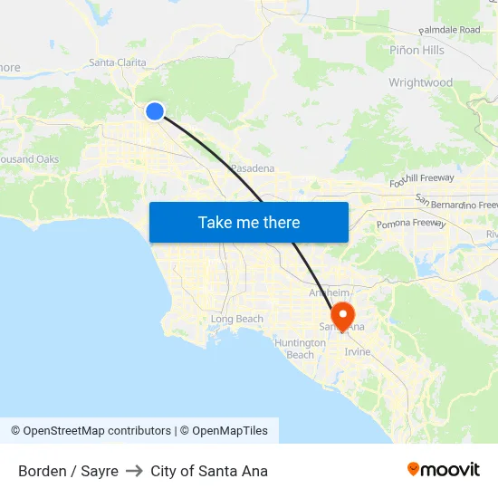 Borden / Sayre to City of Santa Ana map