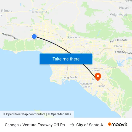 Canoga / Ventura Freeway Off Ramp to City of Santa Ana map