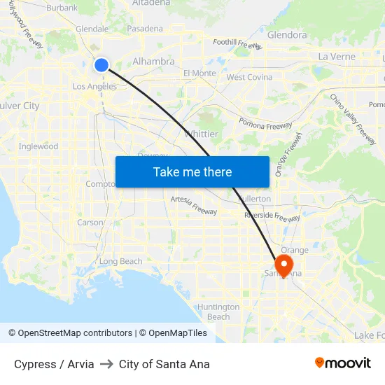 Cypress / Arvia to City of Santa Ana map
