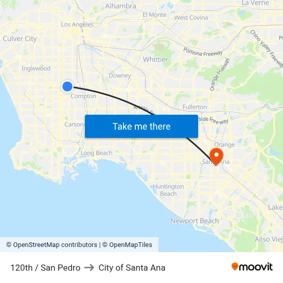 120th / San Pedro to City of Santa Ana map