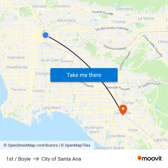 1st / Boyle to City of Santa Ana map