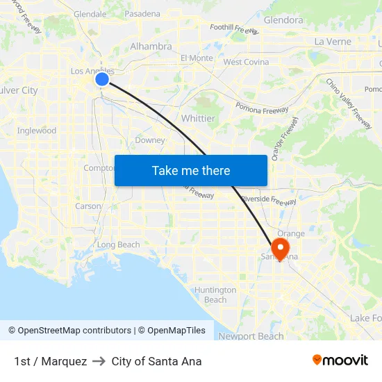 1st / Marquez to City of Santa Ana map