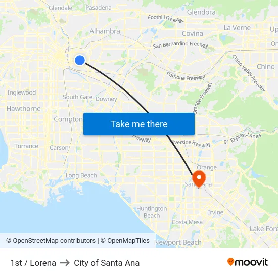 1st / Lorena to City of Santa Ana map