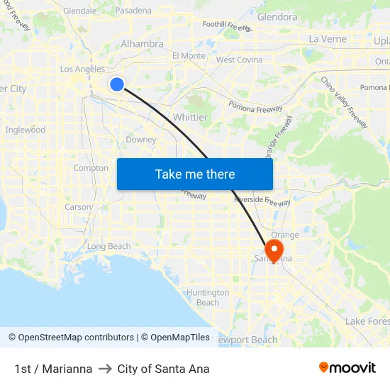 1st / Marianna to City of Santa Ana map