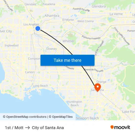 1st / Mott to City of Santa Ana map