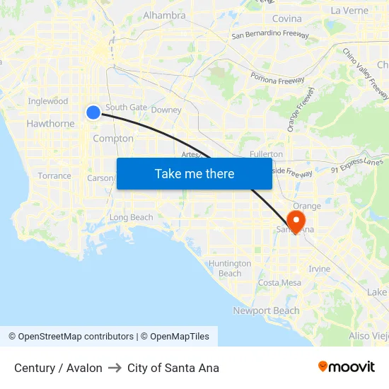 Century / Avalon to City of Santa Ana map