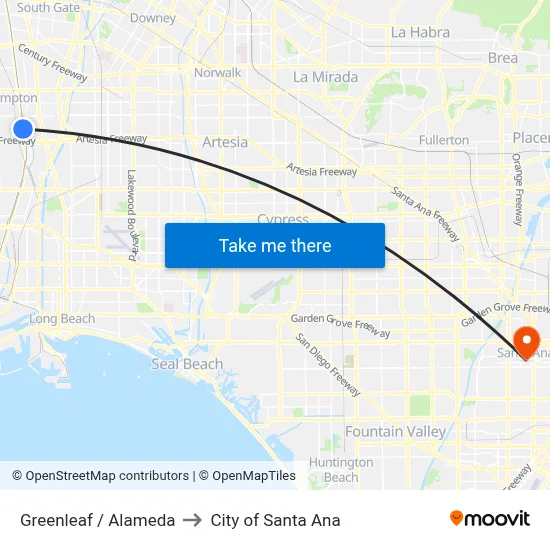Greenleaf / Alameda to City of Santa Ana map