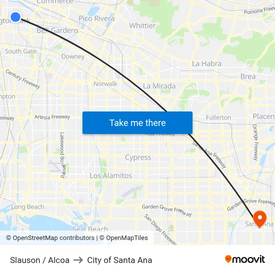 Slauson / Alcoa to City of Santa Ana map