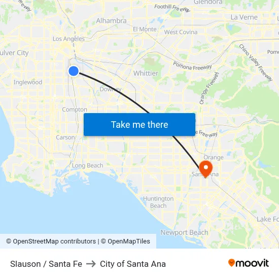 Slauson / Santa Fe to City of Santa Ana map