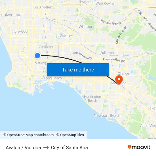 Avalon / Victoria to City of Santa Ana map