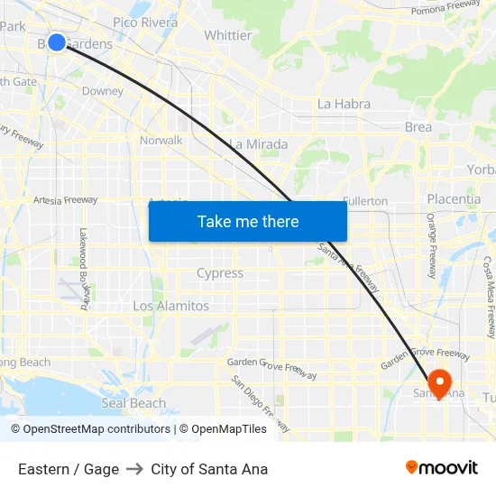 Eastern / Gage to City of Santa Ana map