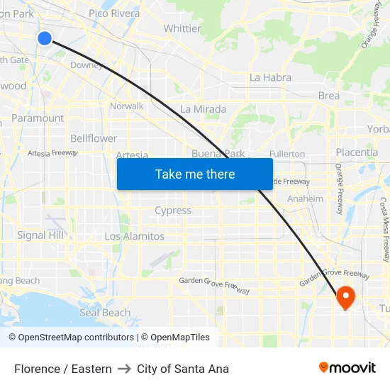 Florence / Eastern to City of Santa Ana map