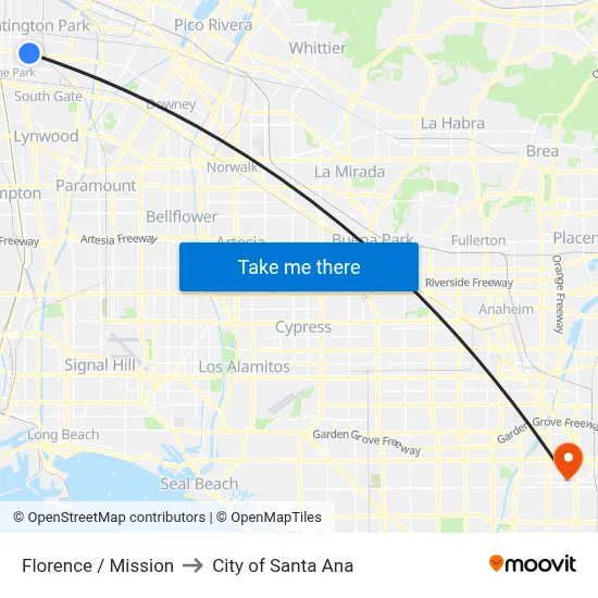 Florence / Mission to City of Santa Ana map