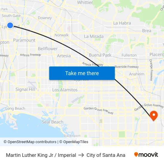 Martin Luther King Jr / Imperial to City of Santa Ana map