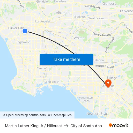 Martin Luther King Jr / Hillcrest to City of Santa Ana map