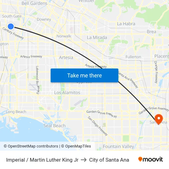 Imperial / Martin Luther King Jr to City of Santa Ana map