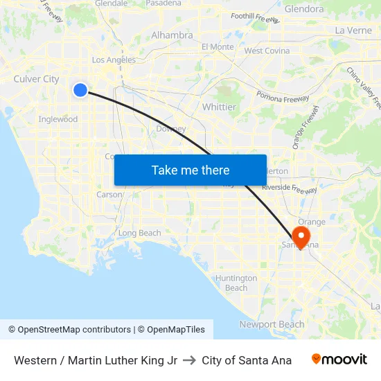 Western / Martin Luther King Jr to City of Santa Ana map