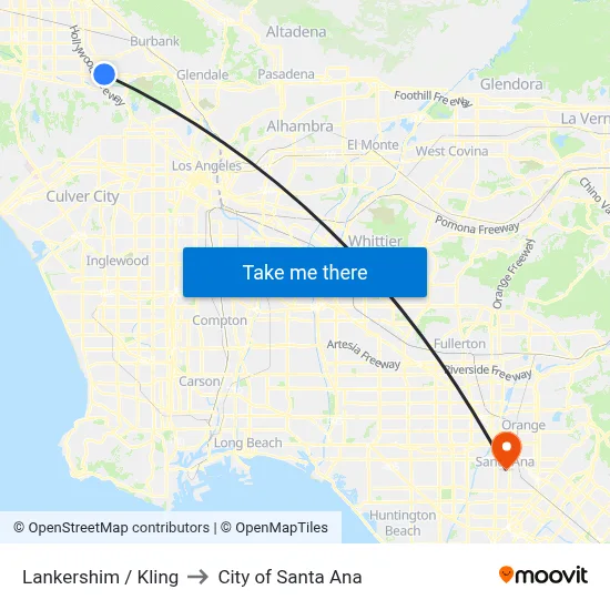 Lankershim / Kling to City of Santa Ana map