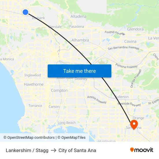 Lankershim / Stagg to City of Santa Ana map