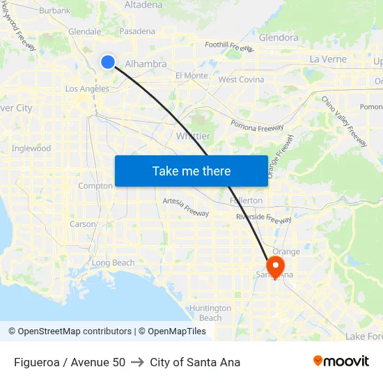Figueroa / Avenue 50 to City of Santa Ana map
