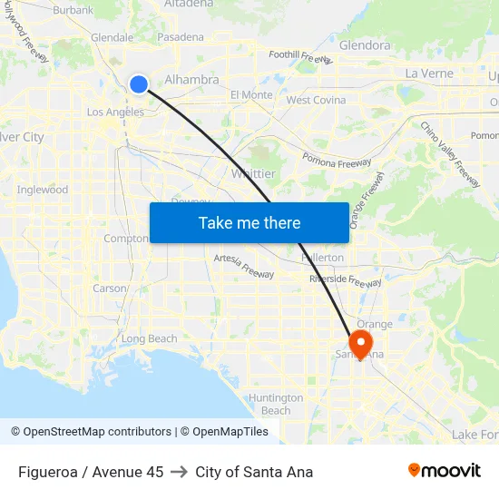 Figueroa / Avenue 45 to City of Santa Ana map