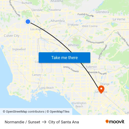 Normandie / Sunset to City of Santa Ana map