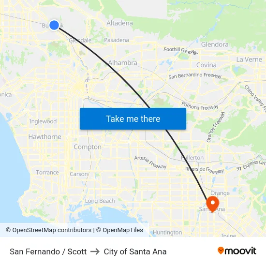 San Fernando / Scott to City of Santa Ana map