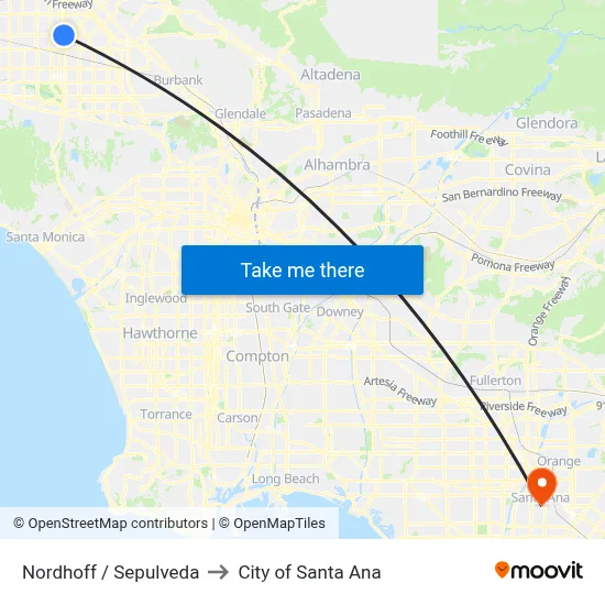 Nordhoff / Sepulveda to City of Santa Ana map