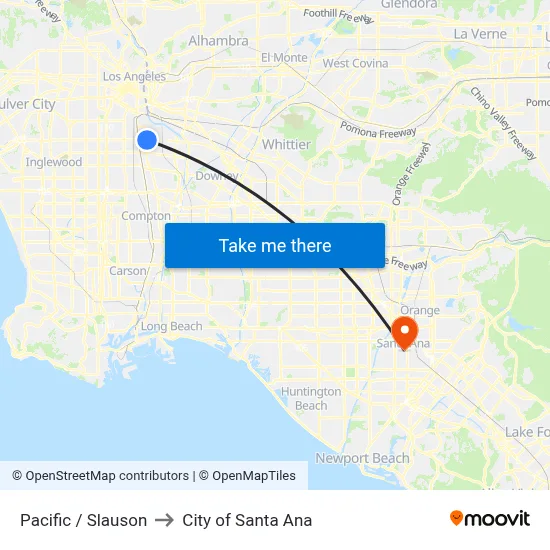 Pacific / Slauson to City of Santa Ana map