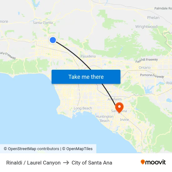 Rinaldi / Laurel Canyon to City of Santa Ana map