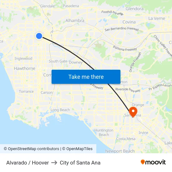 Alvarado / Hoover to City of Santa Ana map