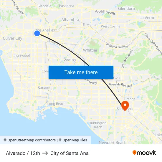 Alvarado / 12th to City of Santa Ana map
