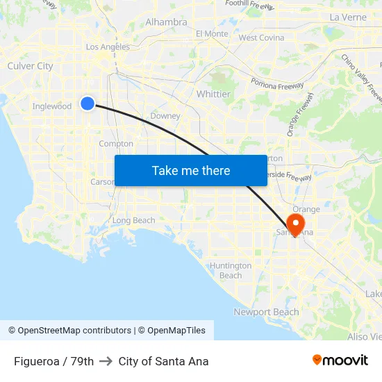 Figueroa / 79th to City of Santa Ana map