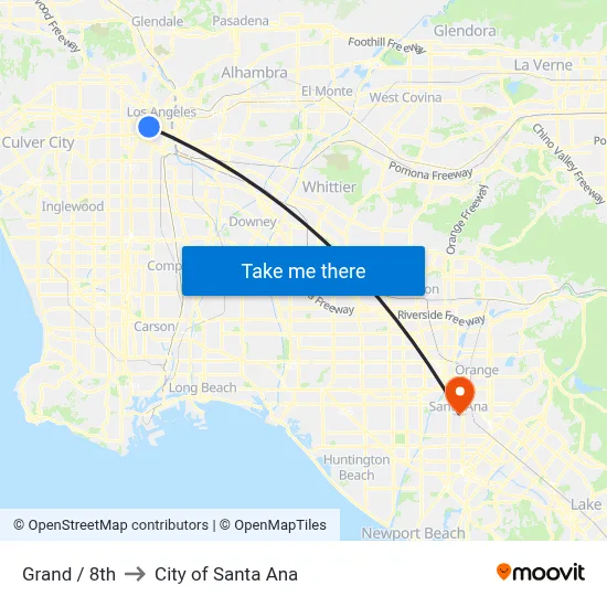 Grand / 8th to City of Santa Ana map