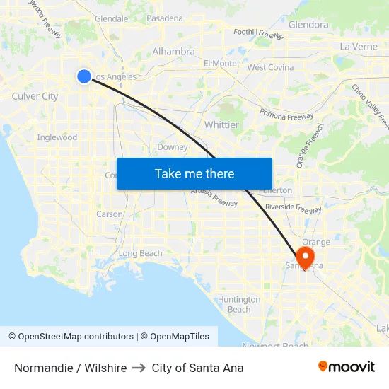 Normandie / Wilshire to City of Santa Ana map