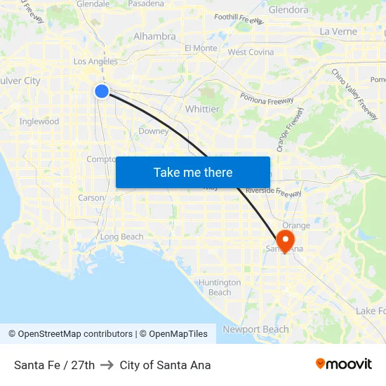 Santa Fe / 27th to City of Santa Ana map