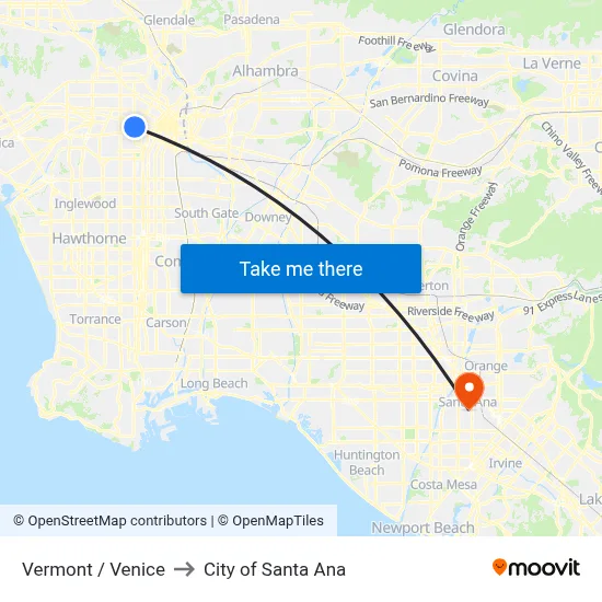 Vermont / Venice to City of Santa Ana map