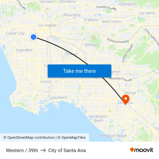 Western / 39th to City of Santa Ana map