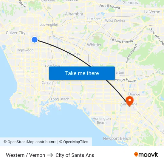 Western / Vernon to City of Santa Ana map
