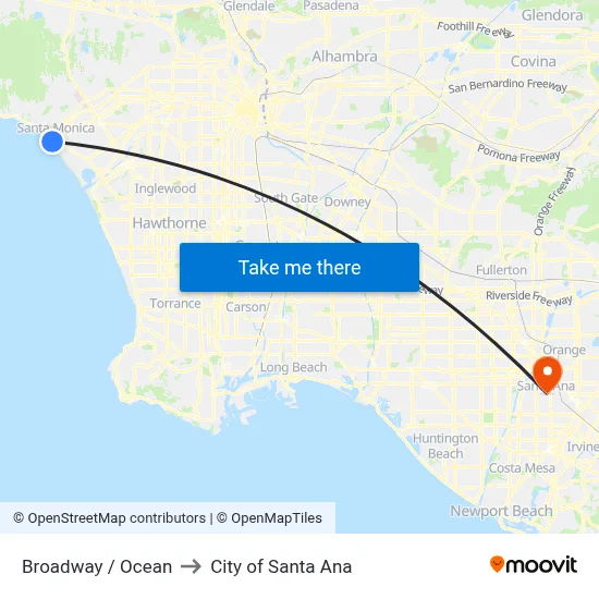 Broadway / Ocean to City of Santa Ana map