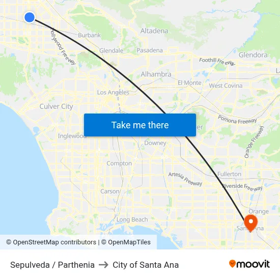 Sepulveda / Parthenia to City of Santa Ana map