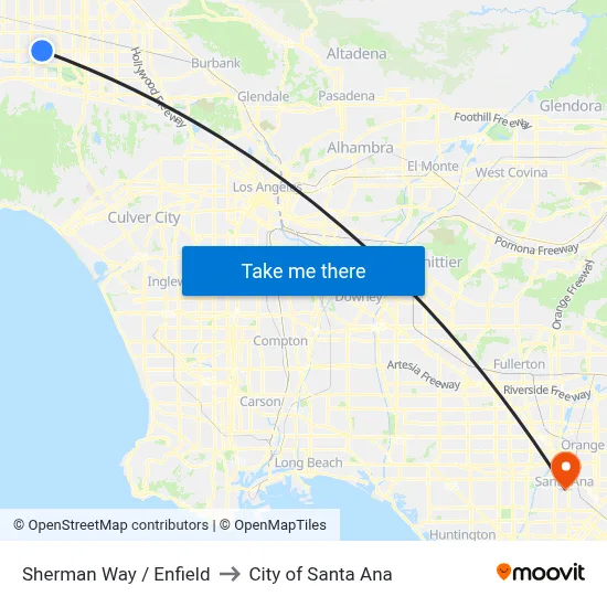 Sherman Way / Enfield to City of Santa Ana map