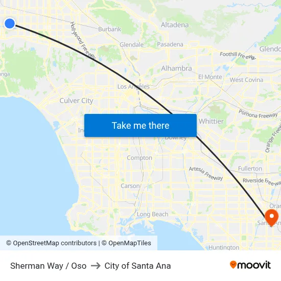 Sherman Way / Oso to City of Santa Ana map