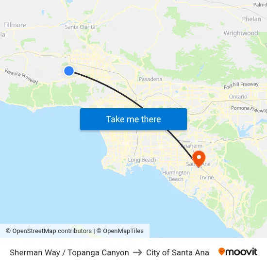 Sherman Way / Topanga Canyon to City of Santa Ana map
