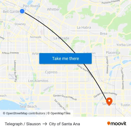 Telegraph / Slauson to City of Santa Ana map